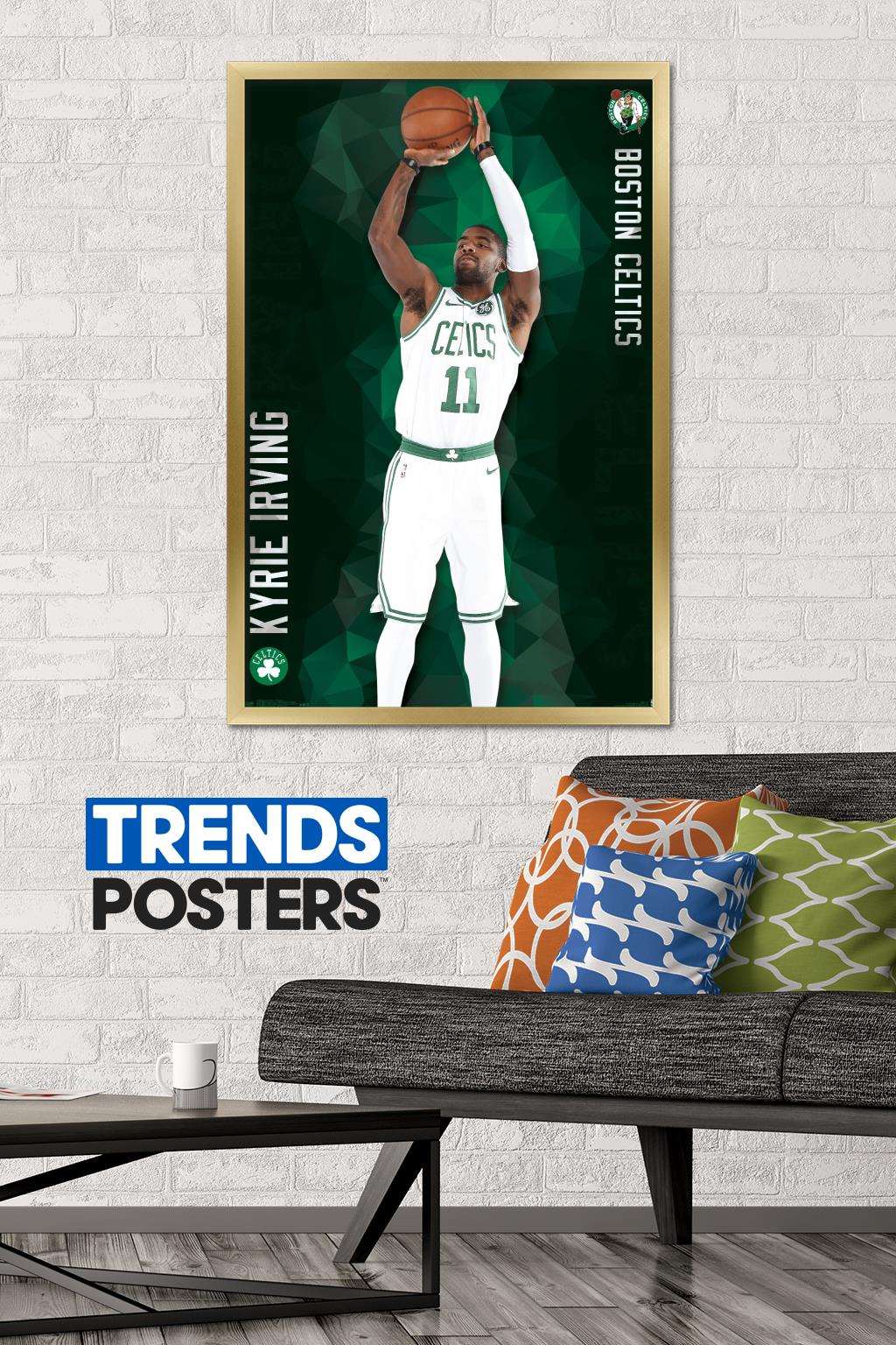 Trends International NBA Boston Celtics - Kyrie Irving 17 Wall Poster 24.25" x 35.75" x .75" Gold Framed Version