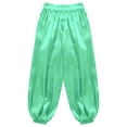 thumbnail image 6 of TTAO Kids Girls Belly Dance Bloomers Halloween Party Tribal Arabic Trousers Satin Harem Pants Light Blue 16, 6 of 7