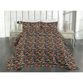 thumbnail image 2 of Ambesonne Koi Fish Quilted Coverlet 3 Pcs, Japanese Carp Peaceful Art, Queen Size, Dark Petrol Blue and Orange, 2 of 4