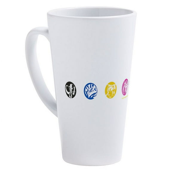 CafePress - Power Rangers Dino Zord Emblems - 17 Oz White Ceramic Latte Mug
