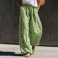 thumbnail image 2 of Inleife Women's Gingham Checkered Relaxed Fit Pants Elastic Waist Lounge Trousers with Pockets, 2 of 6