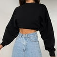 thumbnail image 2 of DONDPO Women Hoodies Pullover Women's Solid Color Pullover Sweatshirt&nbsp;Slim Short Crop Tops Crewneck Blouses Women's Long Sleeve Tops Womens Shirts Casual, 2 of 9