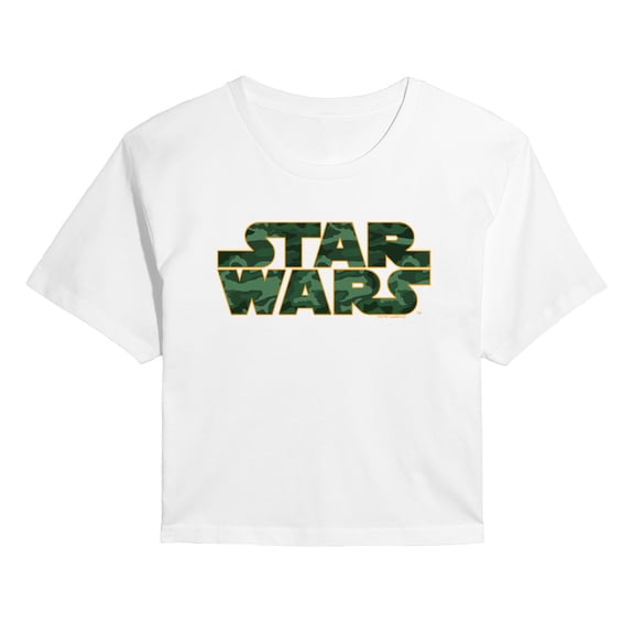 Star Wars - Logo Camo - Juniors Cropped Graphic T-Shirt
