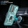 thumbnail image 6 of Compatible with Samsung Galaxy A35 with Sliding Cover Lens Protection & Kickstand, Built-in 360° Rotate Ring Stand Magnetic Card Slot Hybrid Cover Case for Samsung Galaxy A35, Green, 6 of 10