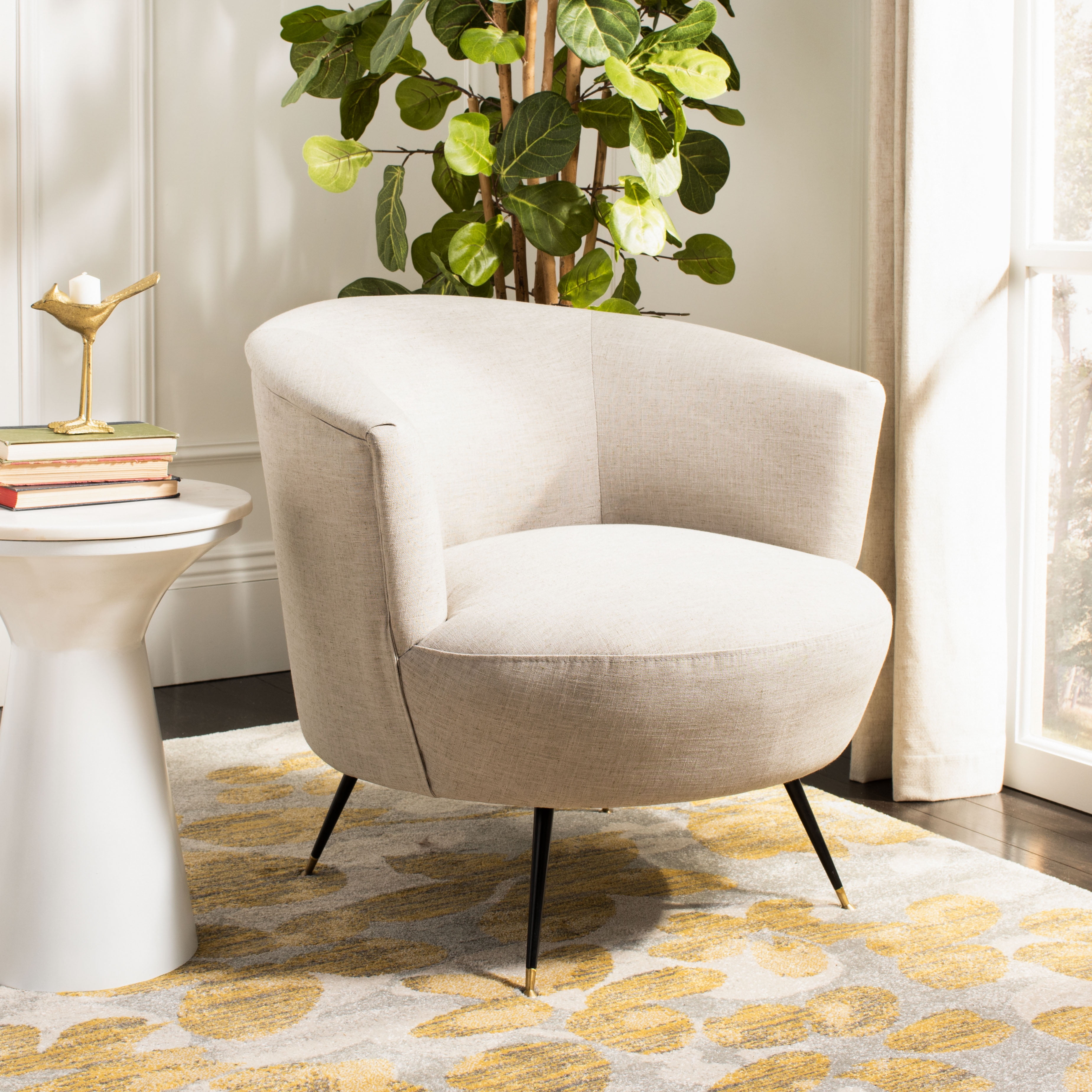 Safavieh Arlette MidCentury Velvet Accent Chair, Light