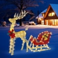 thumbnail image 6 of imerelez 4FT Golden Elk Deer Sled Decoration,3-Piece Deer & Sleigh Silhouette Set, Outdoor Christmas Holiday Yard Decoration, Weather-Resistant PVC Decor for Lawn, Garden, Display w/ 2 Reindeer, 6 of 8