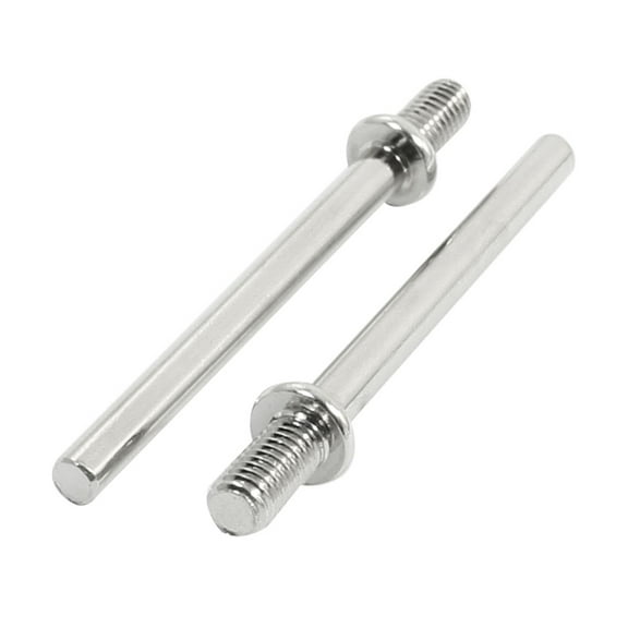 Unique Bargains 2pcs Silver Tone 57mm Long 4mm Dia 5mm Thread Diameter Steel Wheel Axle