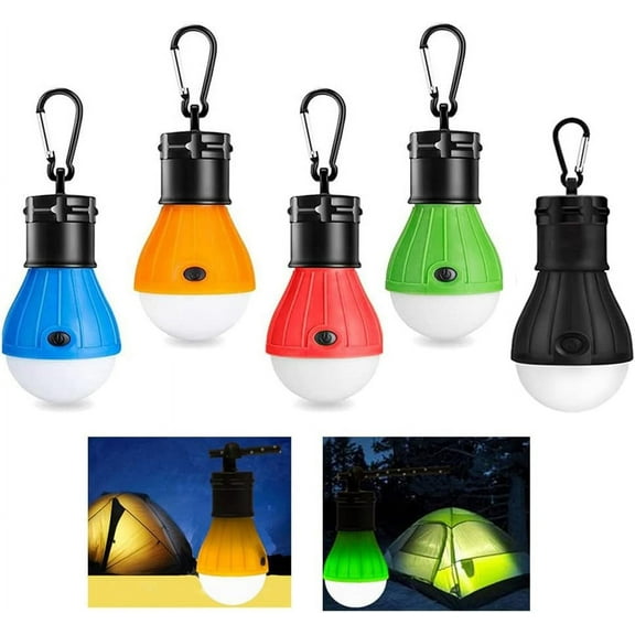 LINLIN 5 Pack Campings Light, Tent Lamp Portable LED, Outdoor Waterproof Emergency Light Bulb, Battery Powered with Clip Hook for Camping Hiking Backpacking Fishing Outage