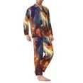 thumbnail image 2 of Balery Rainbow Sunset Cloud White Horse Pijama para Hombre de Dos Piezas con Manga Larga, Conjunto de Dormir y Descanso Suave con Bolsillos-Large, 2 of 7