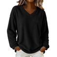 thumbnail image 5 of Yievot Women's Fleece Sweatshirts V Neck Long Sleeve Fall Top Solid Color Casual Warm Tunic Tops, 5 of 9