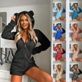 thumbnail image 6 of Pajamas Jumpsuits For Women Casual Plus Size Clearance Women Long Sleeve Hooded Jumpsuit Pajamas Casual Winter Warm Rompe Sleepwear Light blue XXXL, 6 of 7