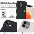 thumbnail image 2 of Compatible with iPhone 12 6.1" Wavy Edge Case, Cute Solid Color Curly Wave Shape Frame Design for Women Girls, Soft TPU Rubber Full-Body Shockproof Bumper Protection Phone Case, Black, 2 of 13