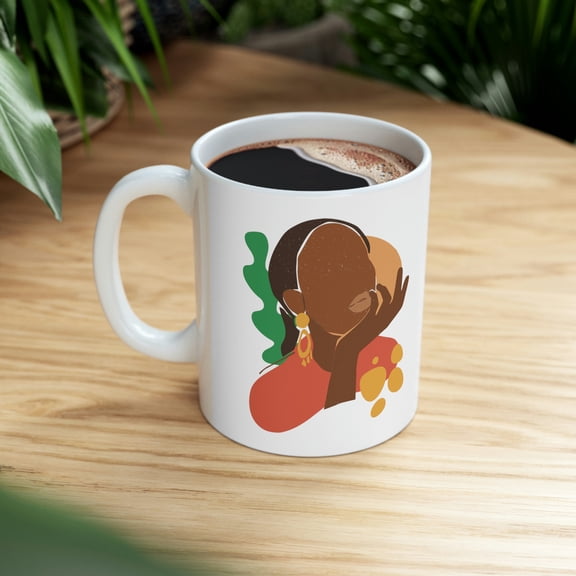 Boho Afrocentric Art Coffee & Tea Mug No. 2 - 11oz White Ceramic Mug