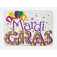 thumbnail image 1 of Mardi Gras Bath Mat, Joyous Composition with Stylized Lettering Stars Confetti and Party Hat, Non-Slip Plush Mat Bathroom Kitchen Laundry Room Decor, 29.5 X 17.5 Inches, Purple Yellow Green, Ambesonne, 1 of 2