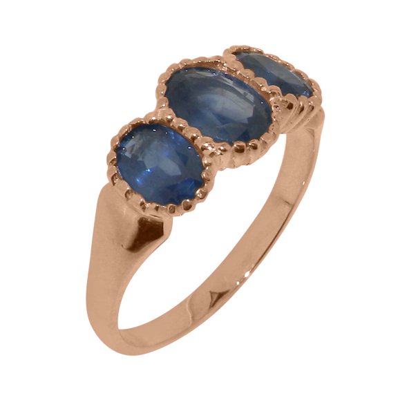 LBG British Made 9k Rose Gold Natural Sapphire Womens Anniversary Ring - 33 size options - Size 10