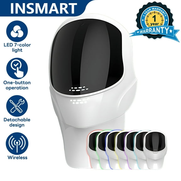 INSMART 7-Color LED Face & Neck Mask, Cordless Rechargeable Light Therapy Skincare Device for Daily Beauty Care