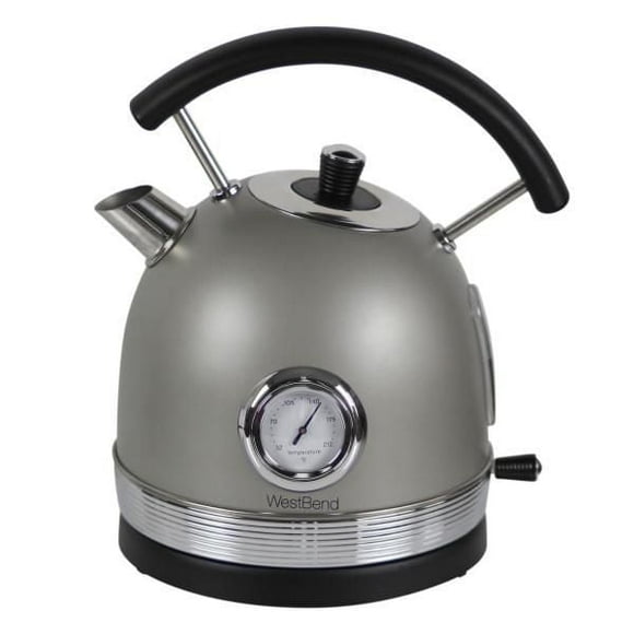 West Bend 1.7L, Retro-Style, Stainless Steel Electric Kettle, 1500 Watts, Grey
