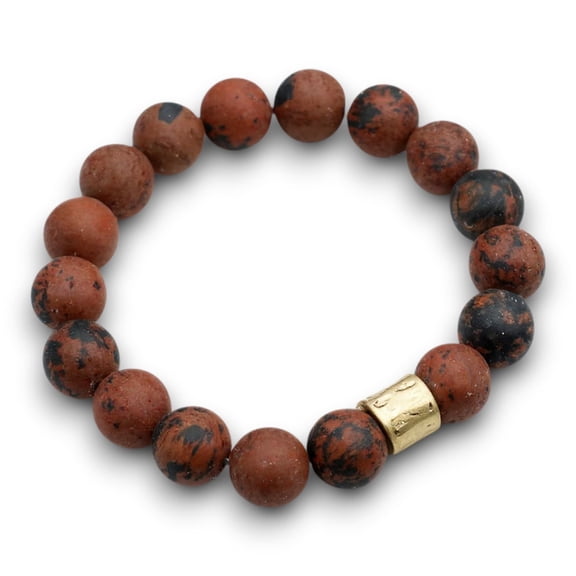 Mahogany Obsidian Genuine Semi Precious Beaded Stretch Bracelet 12mm Natural Gemstone Jewelry