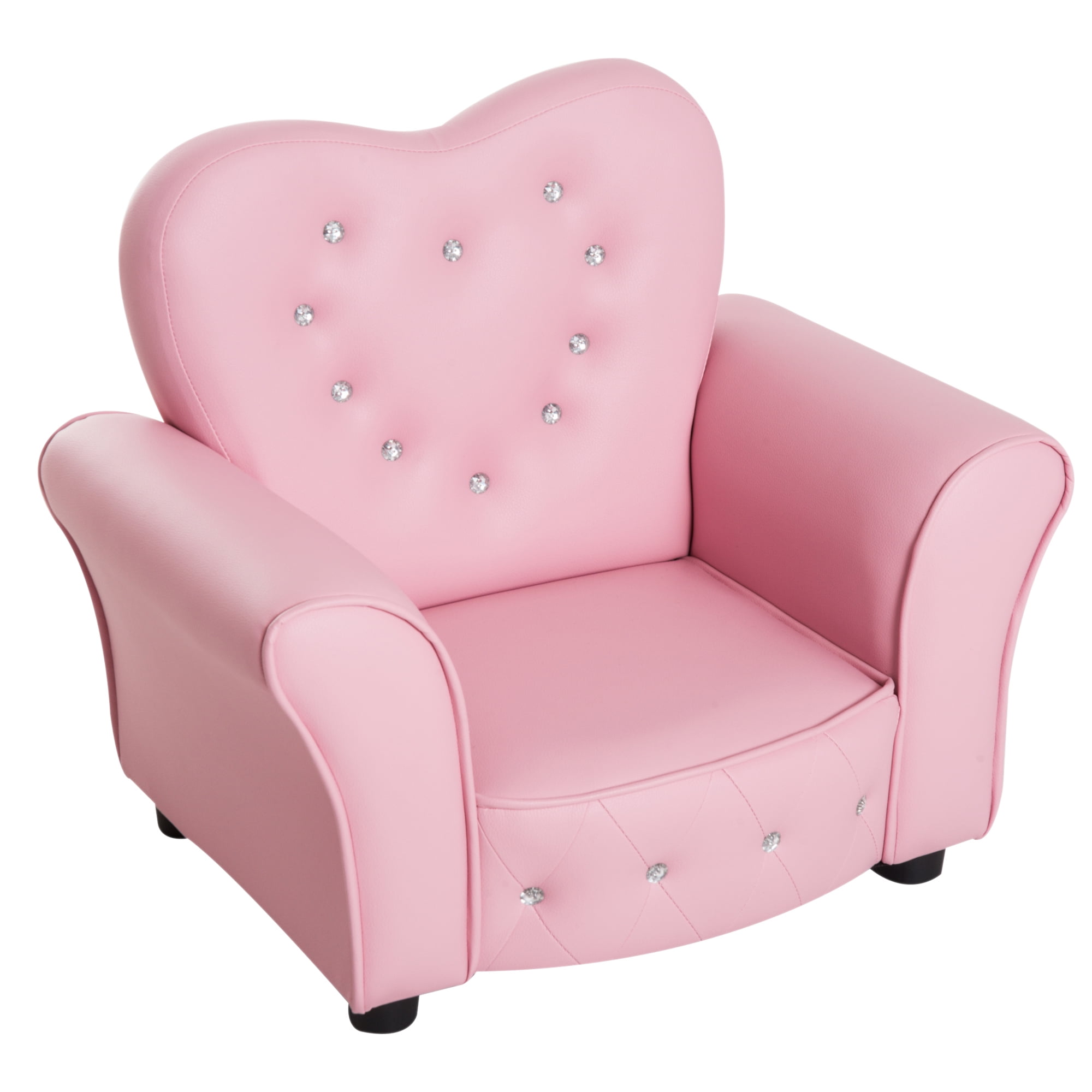 Qaba Tufted Upholstered Sofa Chair for Kids, Princess Couch Furniture for Preschool Child Pink