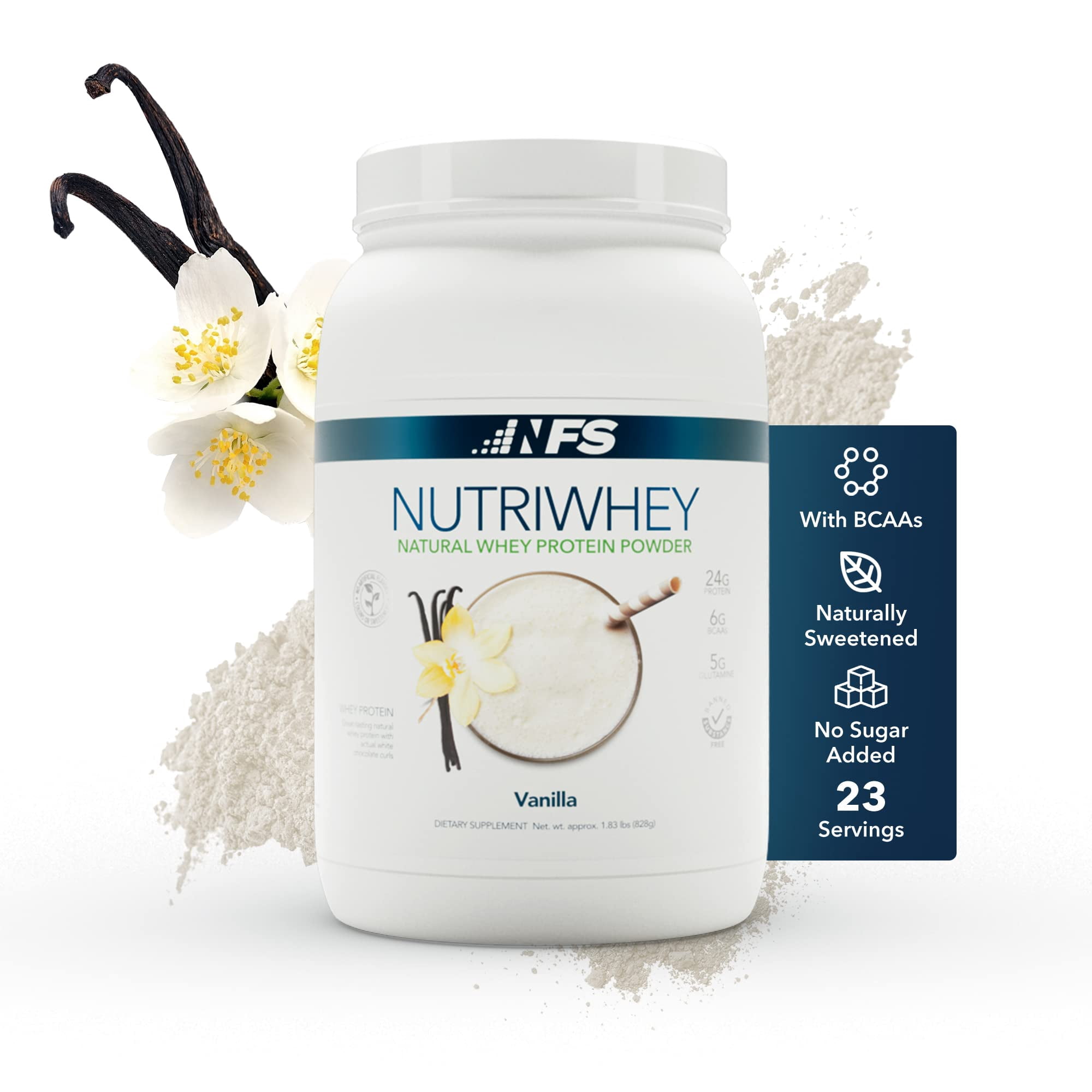 NF Sports Grass Fed Nutri Whey 23g Protein Powder, No Artificial, Vanilla, 2.03 pounds