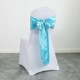 thumbnail image 6 of Moocorvic Satin Bow Tie Ribbon Band Chair Cover Sash Hotel Banquet Wedding Indoor Outdoor Party Decoration, Sky Blue(108.26x7inch), 6 of 8