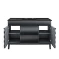 thumbnail image 6 of Single Sink Vanity Cabinet, Grey Gray Black, Wood, Mid Century Hotel Bedroom Bathroom, Modern Contemporary HB33683, 6 of 11