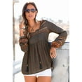 thumbnail image 2 of LASCANA Women's Long Sleeve Boho Print Top Tassels, 2 of 5
