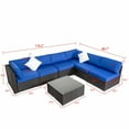 thumbnail image 3 of Kinbor 7pcs Outdoor Patio Furniture Sectional Pe Rattan Wicker Rattan Sofa Set with Navy Blue Cushions, 3 of 6