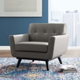 thumbnail image 2 of Armchair Accent Chair, Leather, Grey Gray, Modern Contemporary Urban Design, Living Lounge Room Hotel Lobby Hospitality, 2 of 6