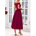 thumbnail image 2 of Vestido PRETTYGARDEN de verano con hombros descubiertos para mujer, color rojo vino, 2 of 6