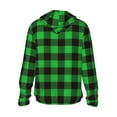 thumbnail image 3 of Uemuo Buffalo Plaid Green Black Pattern Women's Full Zip UPF 50+ Sun Protection Hoodie Jacket Long Sleeve Sun Shirt Hiking Outdoor Performance with Pockets-Large, 3 of 9