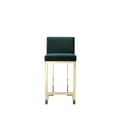 thumbnail image 2 of Benjara Boly 26 Inch Counter Stool Chair, Cushioned Green Velvet, Gold Cantilever, 2 of 5