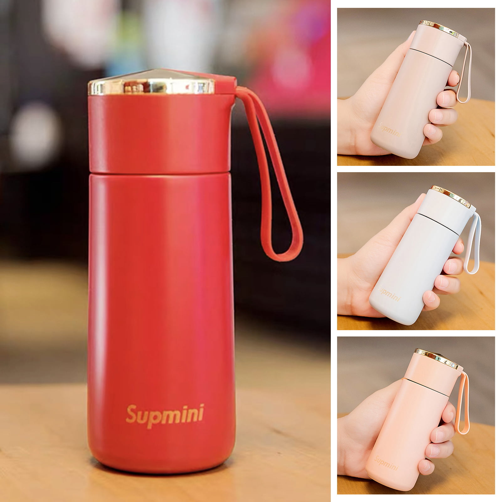 180ml-Beige Mini Stainless Steel Insulated Cup Double-Wall Vacuum Mug Travel Thermal Water Bottle Outdoor Portable Tea Coffee Container