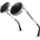 thumbnail image 1 of Gafas de sol steampunk polarizadas redondas grises plateadas vintage para hombres y mujeres con protección UV400 Excelente Rendimiento, 1 of 5