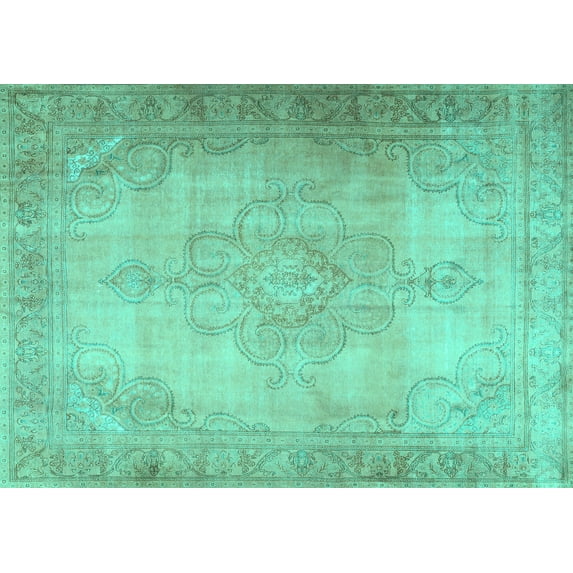 Ahgly Company Machine Washable Indoor Rectangle Persian Turquoise Blue Traditional Area Rugs, 6' x 9'