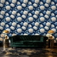 thumbnail image 4 of Floral Peel and Stick Wallpaper White Chrysanthemum Floral Blue Leaves Navy Wall Mural 23.6in x 9.8ft Self Adhesive Removable Wall Paper Renter Friendly Wallpaper for Bedroom Nursery Kids, 4 of 8