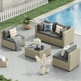 thumbnail image 2 of POTEBAN 5 Pieces Outdoor Patio Furniture Set, Outdoor Wicker Patio Conversation Set with Cushions for Backyard, Porch, Garden(Gray), 2 of 9