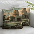 thumbnail image 3 of Havana Cuba Throw Pillow Cover Vintage Car Automobile Landscape Tourism Vacation House Tree Trip Pillow Case  Decorative Men Women Boy Girl Room Cushion Cover for Home Couch Bed, 3 of 5