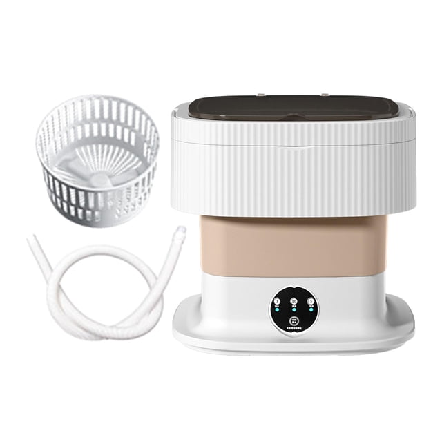 Foldable Mini Washing Machine Small Washer for Camping Dormitory Travelling 40W Khaki