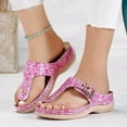 thumbnail image 7 of GUOBIOZIY Sandals for Women Comfy Wedge Womens Flip Flops Arch Support Slides Floral Stud Thong Sandal Beach Casual(Hot Pink,9), 7 of 7