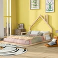 thumbnail image 2 of Euroco Full Size Wood Floor Bed for Kids Room, Natural, 2 of 10