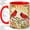 Red, variant on Cardinal Floral Sunburst Coffee Mug, Red Cardinal Mug, Morning Tea Cup for Home, Two Birds on Vine Branch with Pink Flowers and Golden Rays, Garden Bird Art, Backyard Nature Lover