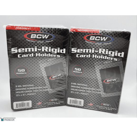 BCW Semi-Rigid Card Holders #1 2 Packs of 50 Sleeves, 100 Total
