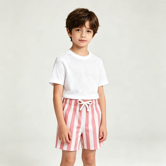 XINXIAOO Boys Athletic Shorts Summer Lightweight Pink Stripes Active Boys Shorts for Basketball Gym with Pockets 11-12 Years