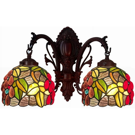 Artistic Style Wall Sconce, 7 inch Stained Glass Bedside Wall Lamp for Living Room Bedroom Bathroom Hallway Decorative ,C