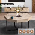 thumbnail image 5 of Octagonal Coffee Table with Patchwork Wood Top and Metal Legs - Antique Farmhouse Style, 5 of 10