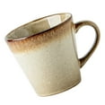 thumbnail image 3 of Taza de cerámica esmaltada para café, leche, té, leche, con asa, taza ancha para cereales, desayuno, para camping, bar, cocina, hogar, regalo de Beige, 3 of 8