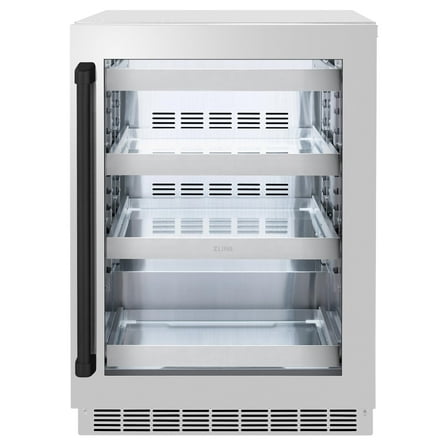 ZLINE Autograph 24" Touchstone 151 Can Beverage Fridge with Stainless Steel Glass Door and Matte Black Handle, RBSOZ-GS-24-MB