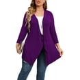 thumbnail image 2 of Daystry Plus Size Cardigan for Women 3/4 Sleeve Casual Open Front Light Cardigan Purple-2X, 2 of 9