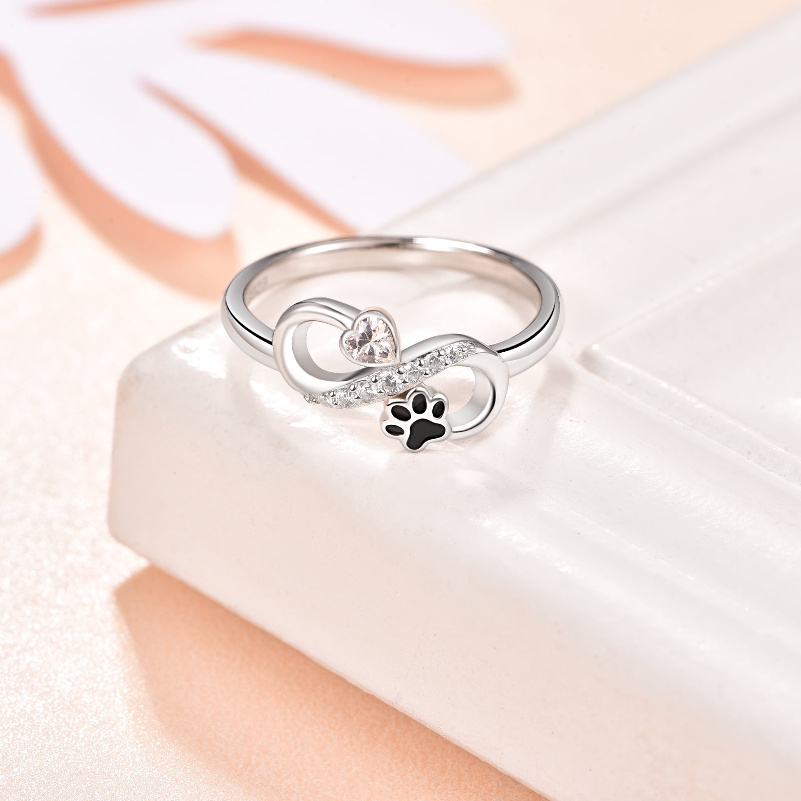 Sterling silver dog paw cheap ring